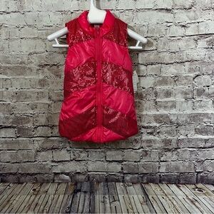 Self Esteem Pink Sequin Zipper Puffer Vest